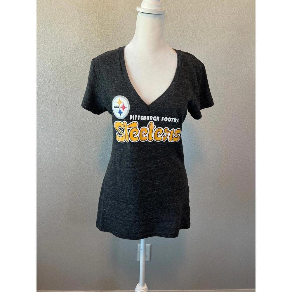 NFL Team Apparel Pittsburgh Steelers Graphic TShirt Gray Size Large